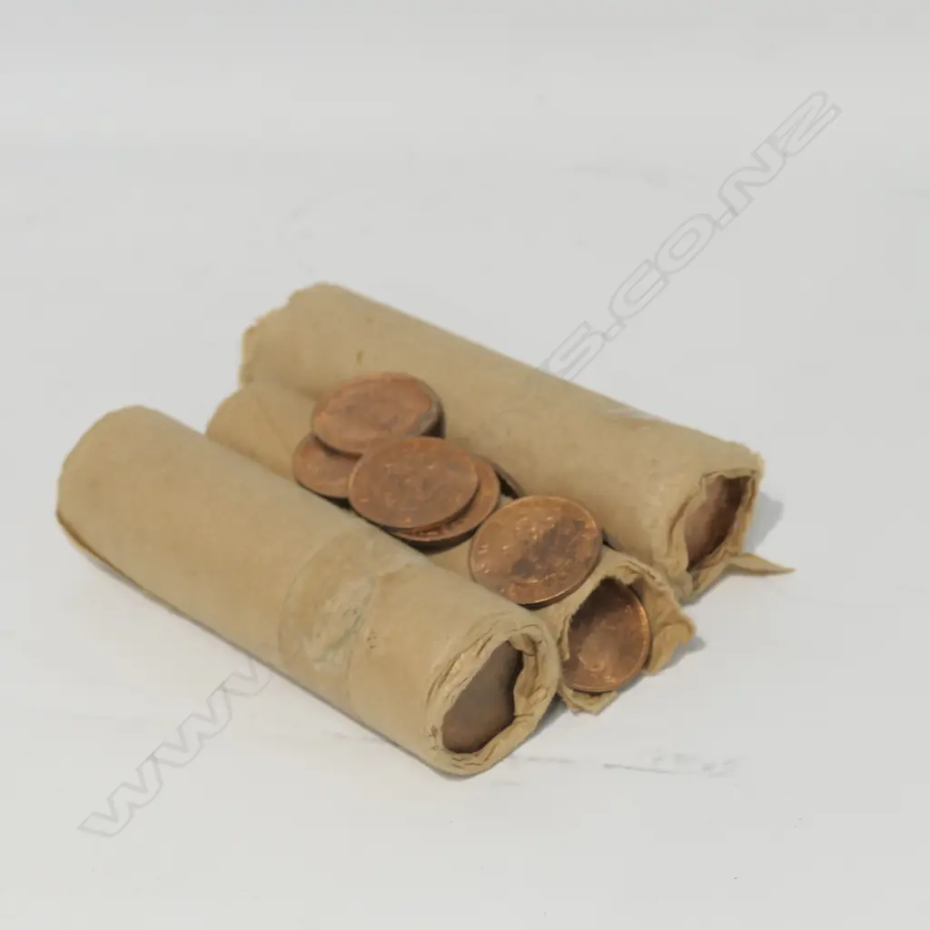 NZ MINT PENNY (2) & HALFPENNY (1) ROLLS Image 1++