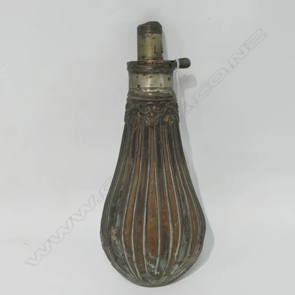 COPPER POWDER FLASK - FAMILY PROVENANCE - FLIGHT FROM KABUL 1842 Image 1++