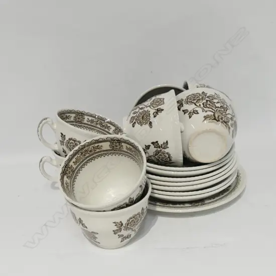 16 PCE WOOD & SONS 'DORSET'; 8 CUPS, 7 SAUCERS, PLATE