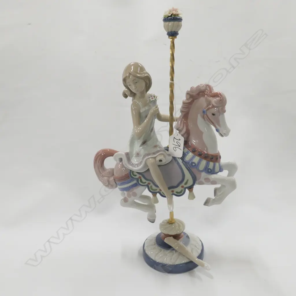 LLADRO FIGURE GIRL ON CAROUSEL LEG REPAIRED H 530 MM Image 1++