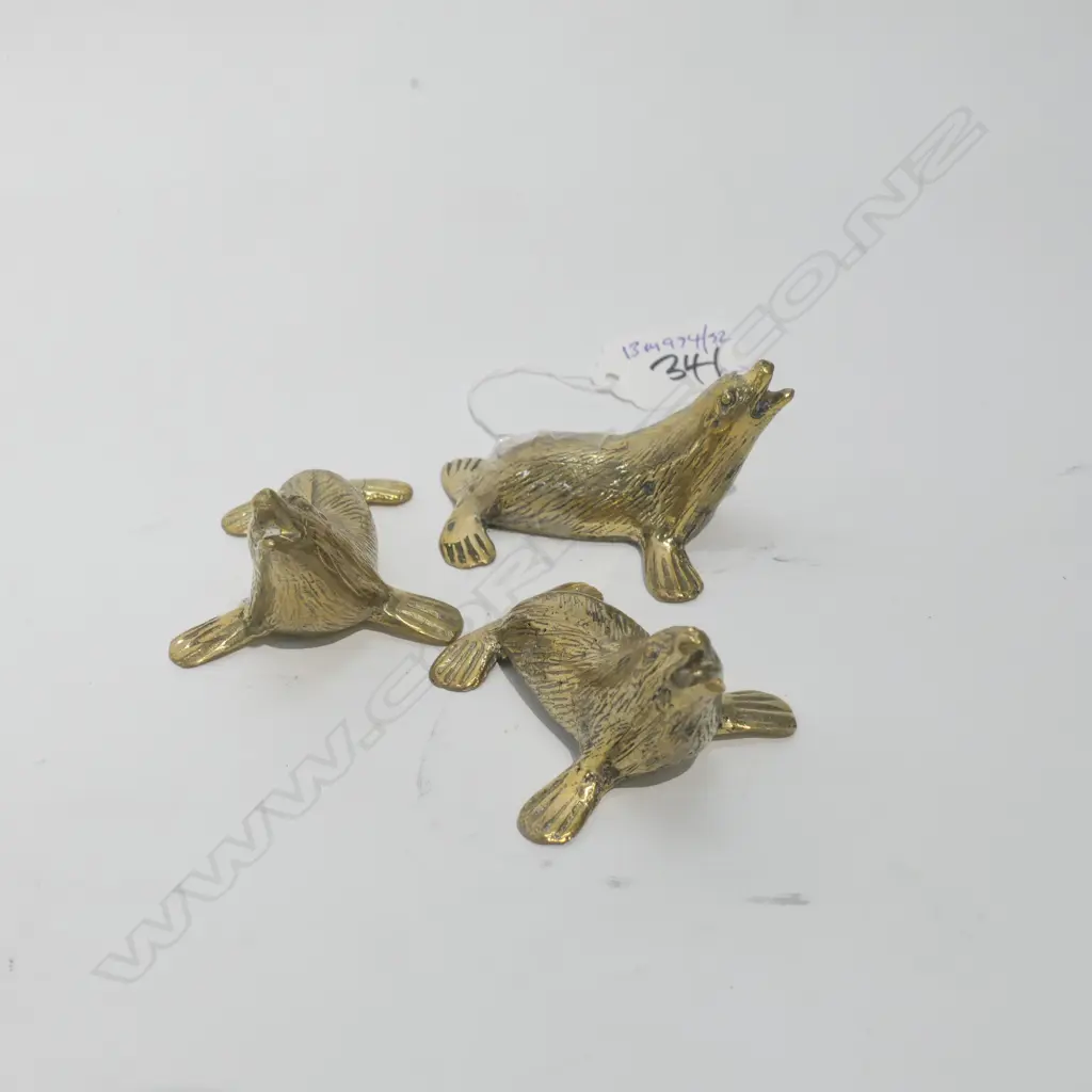 3 CAST POLISHED BRONZE SEALS L 70 MM Image 1++