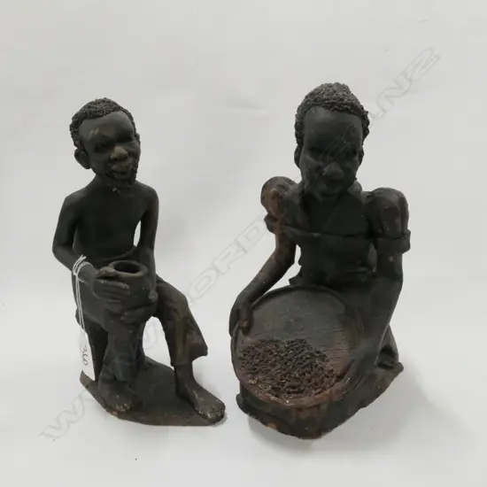 PAIR OF AFRICAN POTTERY FIGURES FROM MALAWI H. 240MM