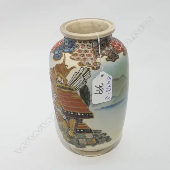 (18566) C1890 JAPANESE SATSUMA VASE W SAMURAI H.160mm