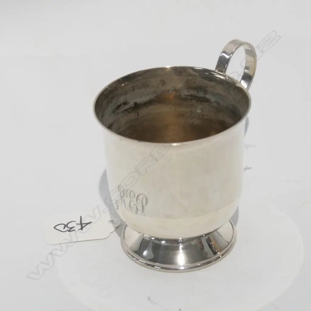 STER. SILVER CHRISTENING MUG, MONOGRAMMED, 94gm Image 1++