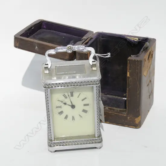 C1900 S/PLATE BRASS CASED CARRIAGE CLOCK CASED