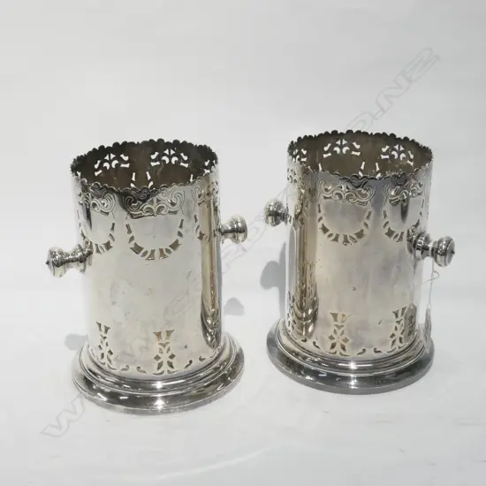 PR OF SILVER PLATED ICE BUCKET