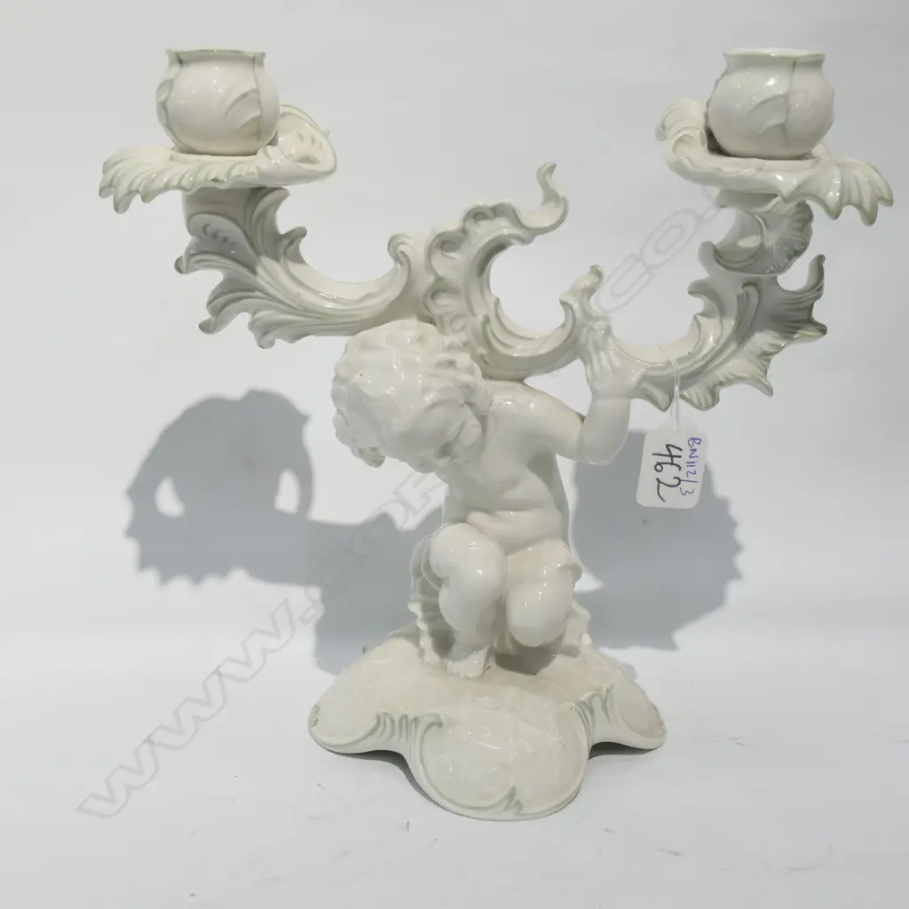 LORENZ HUTCHENREUTHER CHERUB TWO ARM CANDLESTICK 270MM H Image 1++