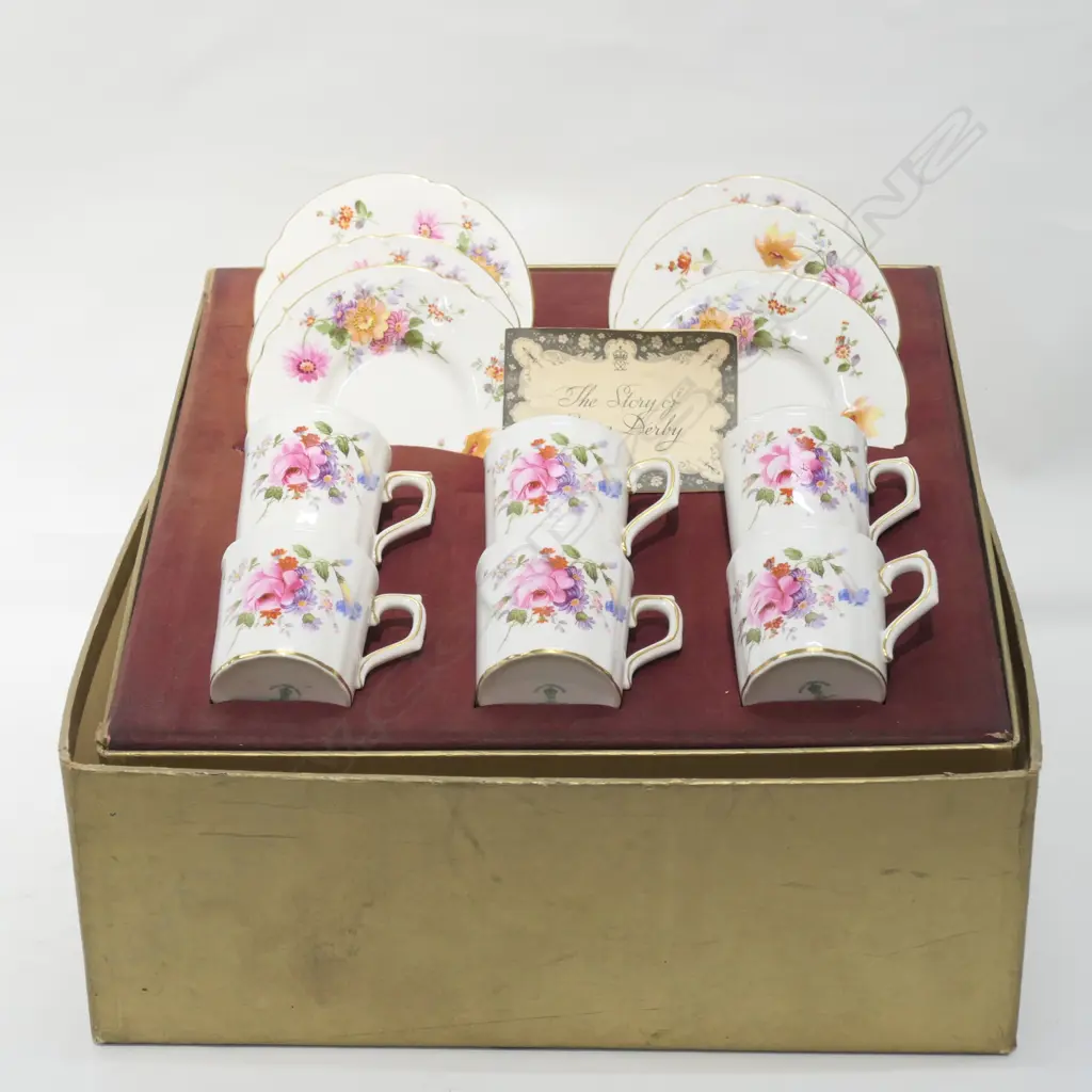 BOXED R.C. DERBY COFFEE CANS AND SAUCERS Image 1++