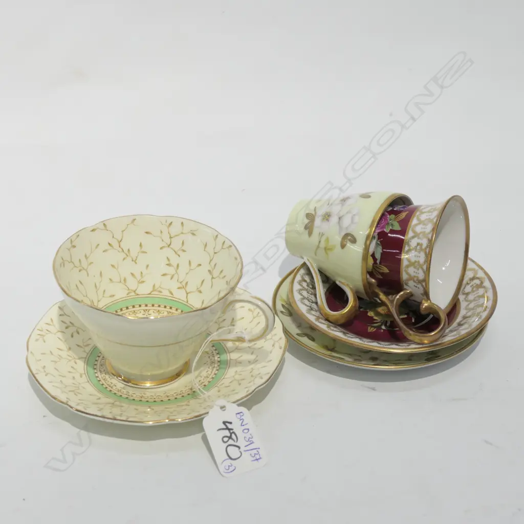 THREE CUP AND SAUCER SETS; PARAGON BRACKENMORE TEA SET, TWO BAVARIA COFFEE SETS Image 1++