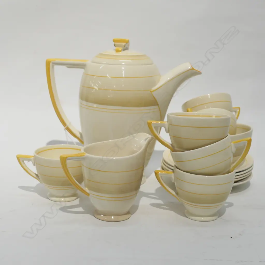 W/WOOD COFFEE SERVICE ONE SAUCER MISSING Image 1++