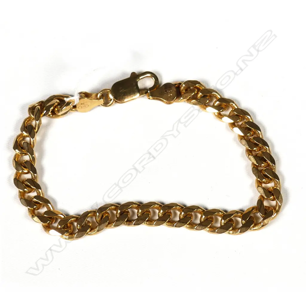 9CT GOLD FLAT CURB LINK BRACELET 20.3GMS Image 1++