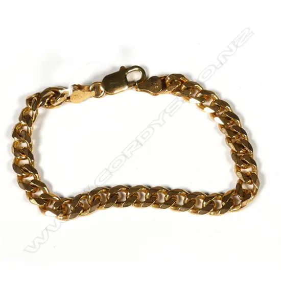 9CT GOLD FLAT CURB LINK BRACELET 20.3GMS