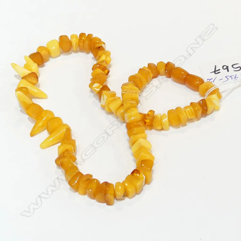 AMBER NUGGET BEAD NECKLACE L.460mm Image 1++