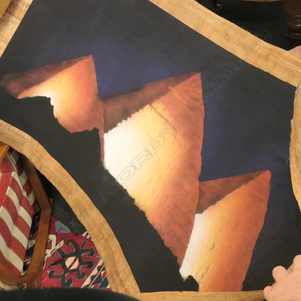 LARGE PAINTING ON PAPYRUS OF THE PYRAMIDS Image 1++
