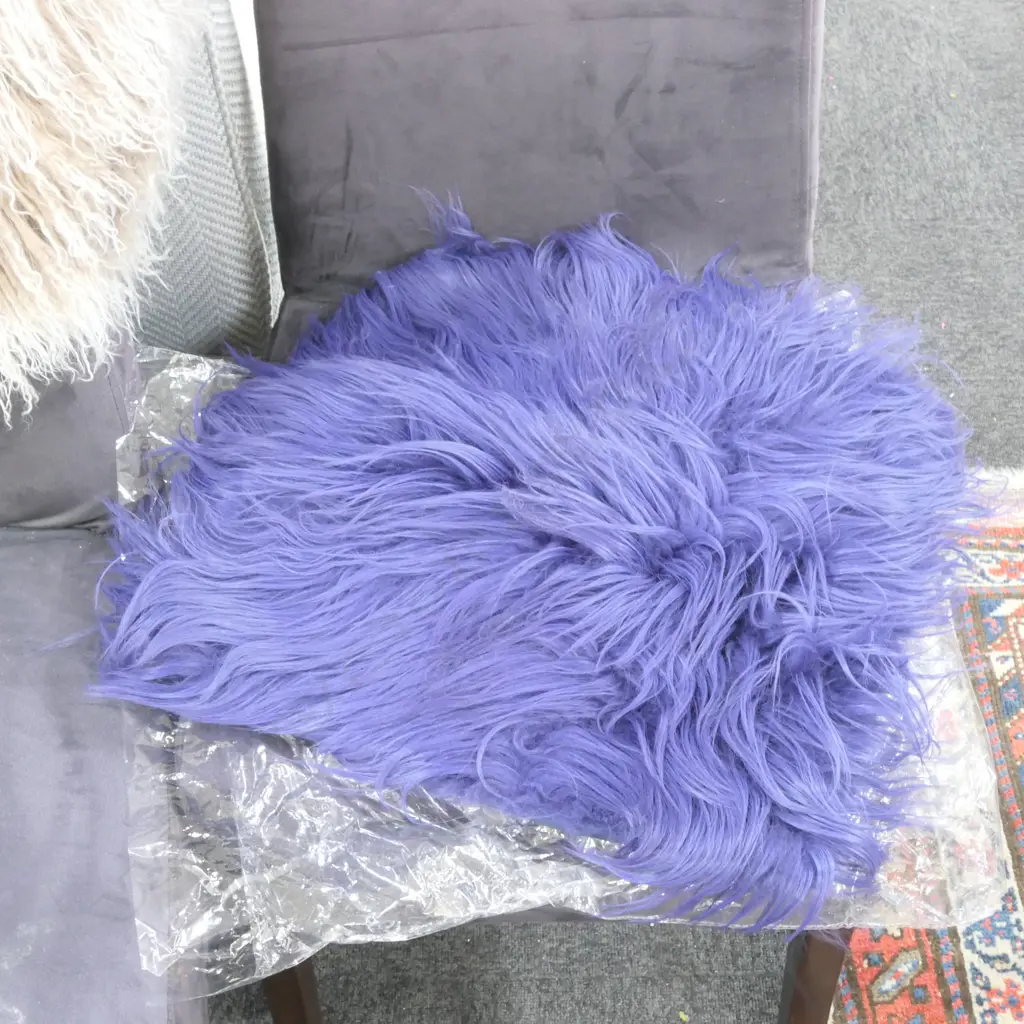 MONGOLIAN GOAT BLUE DYED CUSHION COVER Image 1++