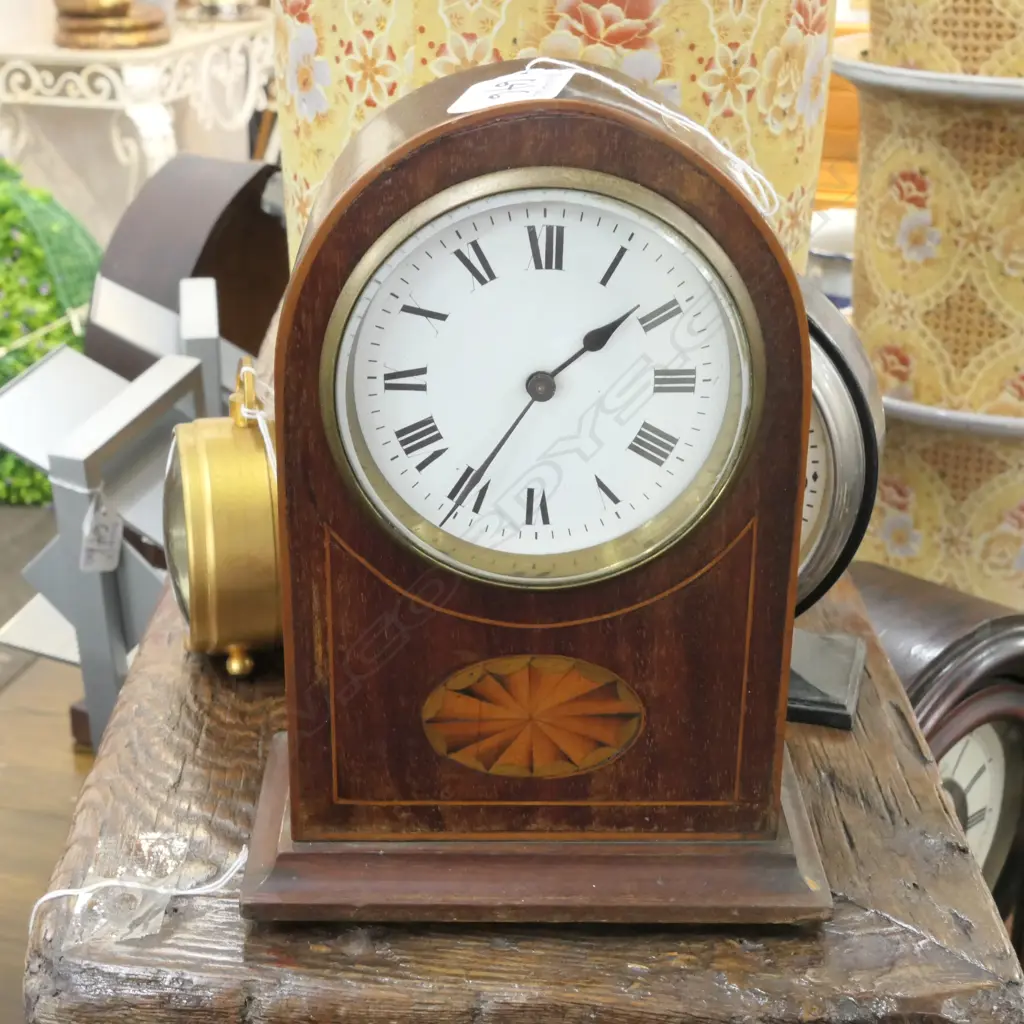 INLAID EDWARDIAN MANTLE CLOCK WITH FRENCH MOVEMENT Image 1++