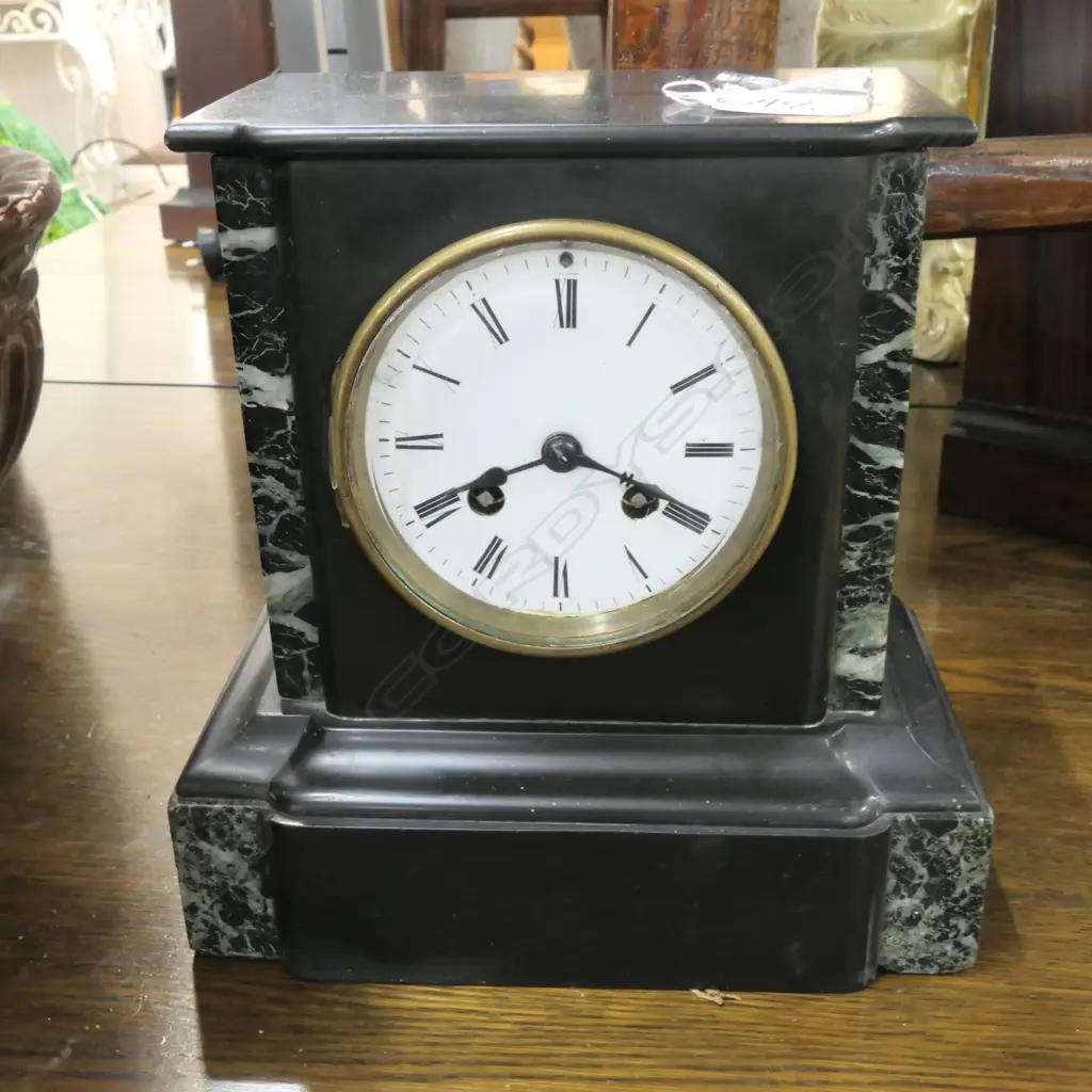 FRENCH SLATE MANTLE CLOCK H 220 MM Image 1++