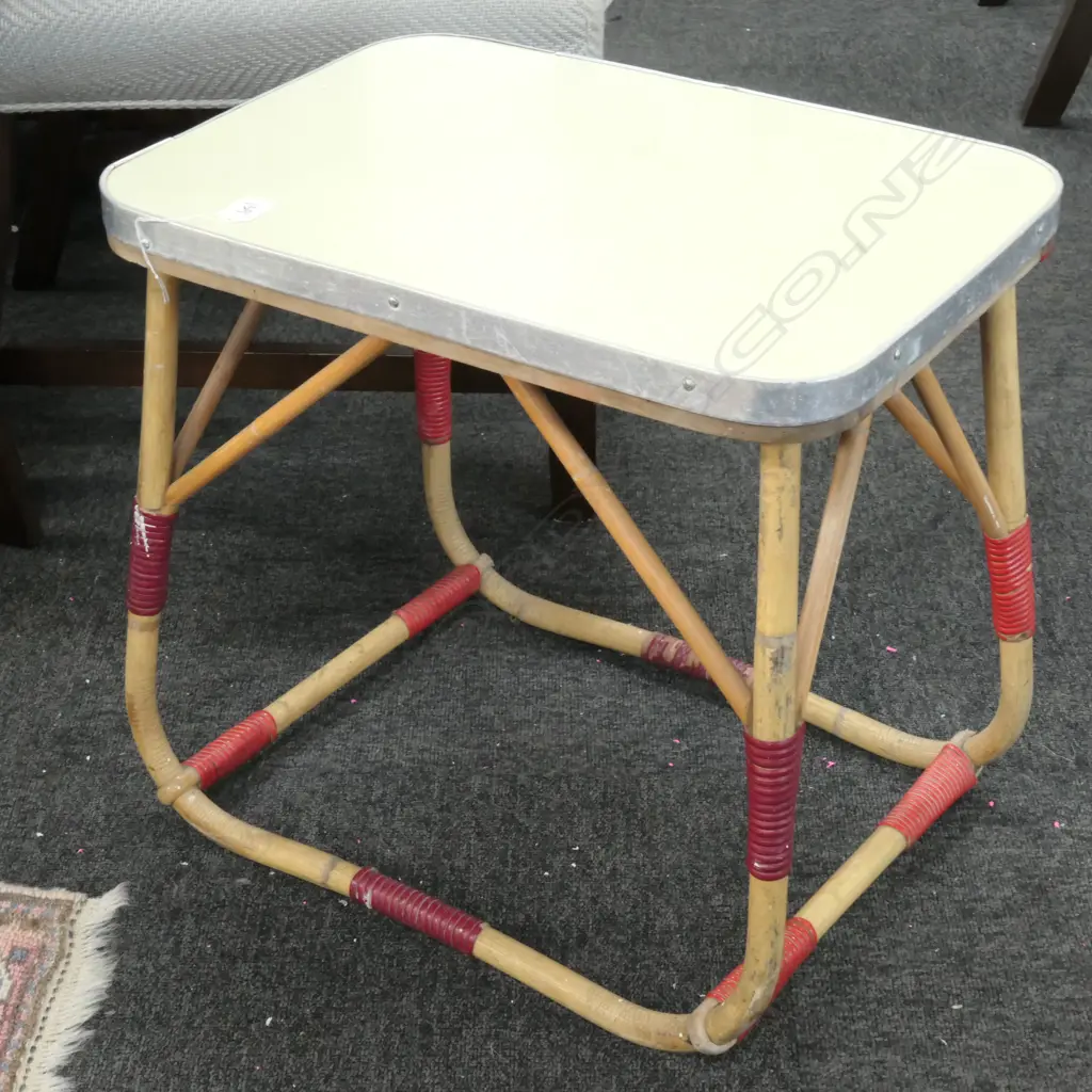 RETRO CARNIVAL CANE & LEMON FORMICA TOP SIDE TABLE Image 1++