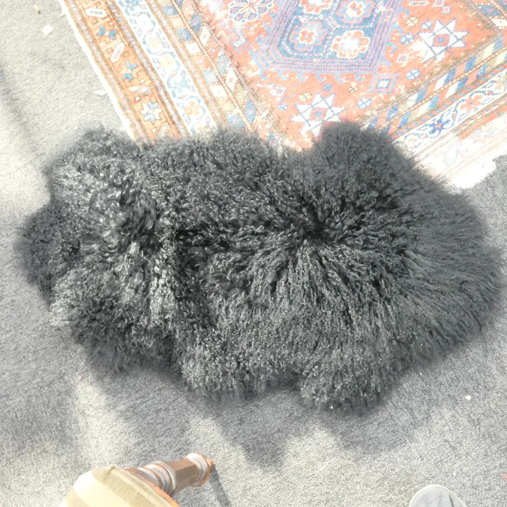 BLACK MONGOLIAN GOAT HIDE Image 1++