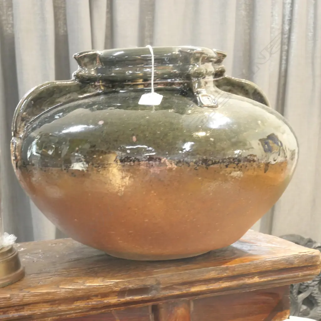 LARGE POTTERY VESSEL SIGNED 350MM DIA Image 1++