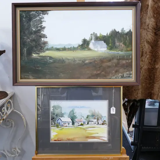 2 ORIGINAL PAINTINGS: W/C BY LAWRIE. OIL BY READ OF..