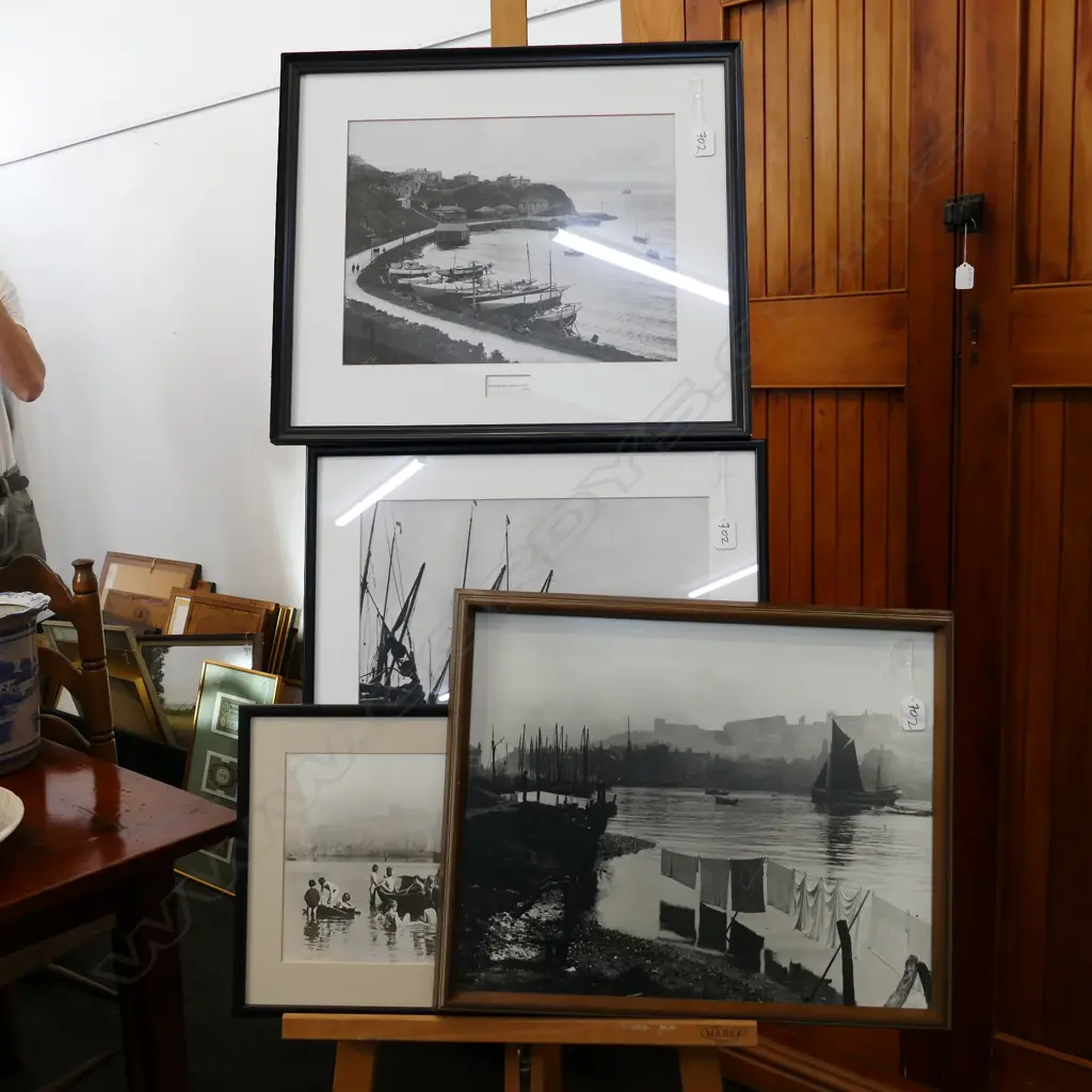 4  B&W PHOTOS FISHING BOATS.... Image 1++