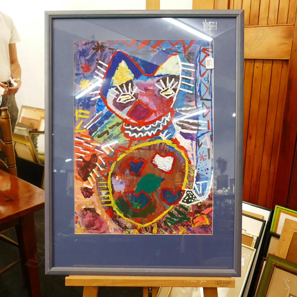 FRAMED CHILDS ARTWORK CAT H 800 MM Image 1++