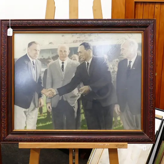 RUGBY GREATS HAND COLOURED PHOTOGRAPH - SIR COLIN MEADS ETC