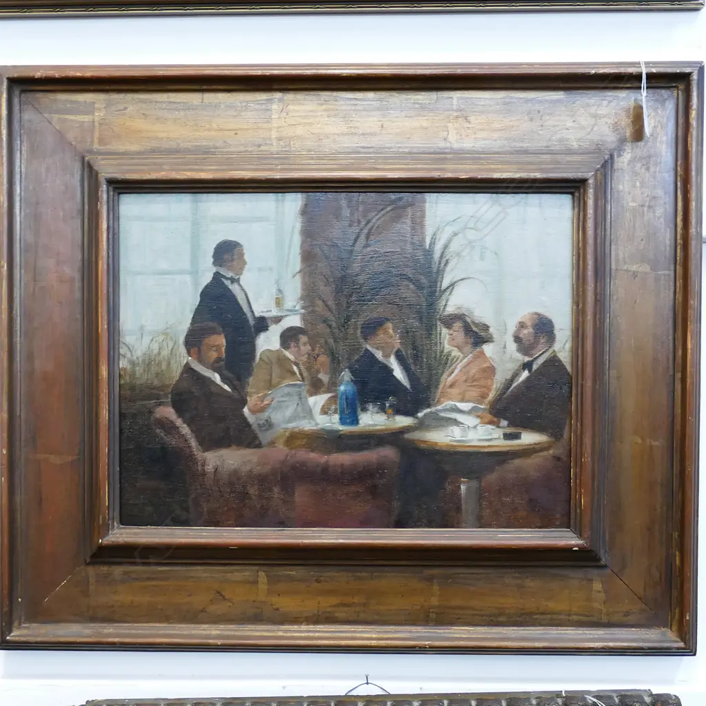 ITALIAN OIL ON BOARD 1920'S CLUB/RESTAURANT SCENE  Image 1++