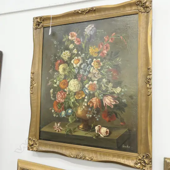 OIL ON CANVAS DUTCH STYLE STILL LIFE  BY JAN EMIL TUCHE H. 700MM L. 600MM