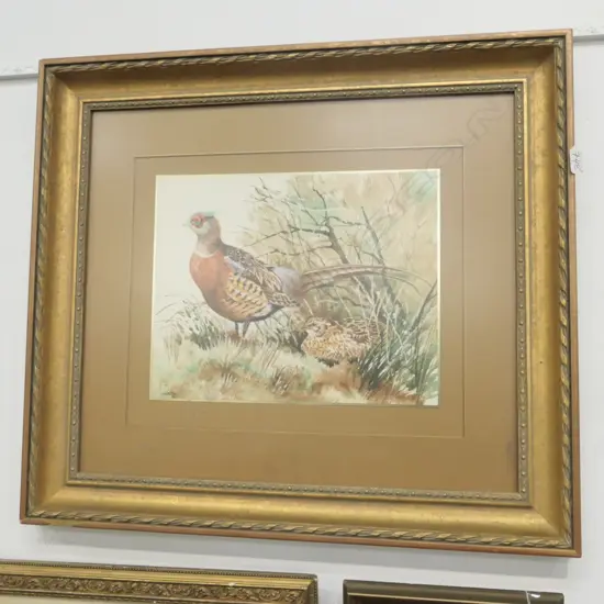 JARIUS W/C OF PHEASANTS, GILT FRAMED. W. 720MM