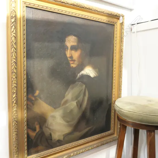 19thC OIL ON CANVAS YOUNG WOMAN READING A.F