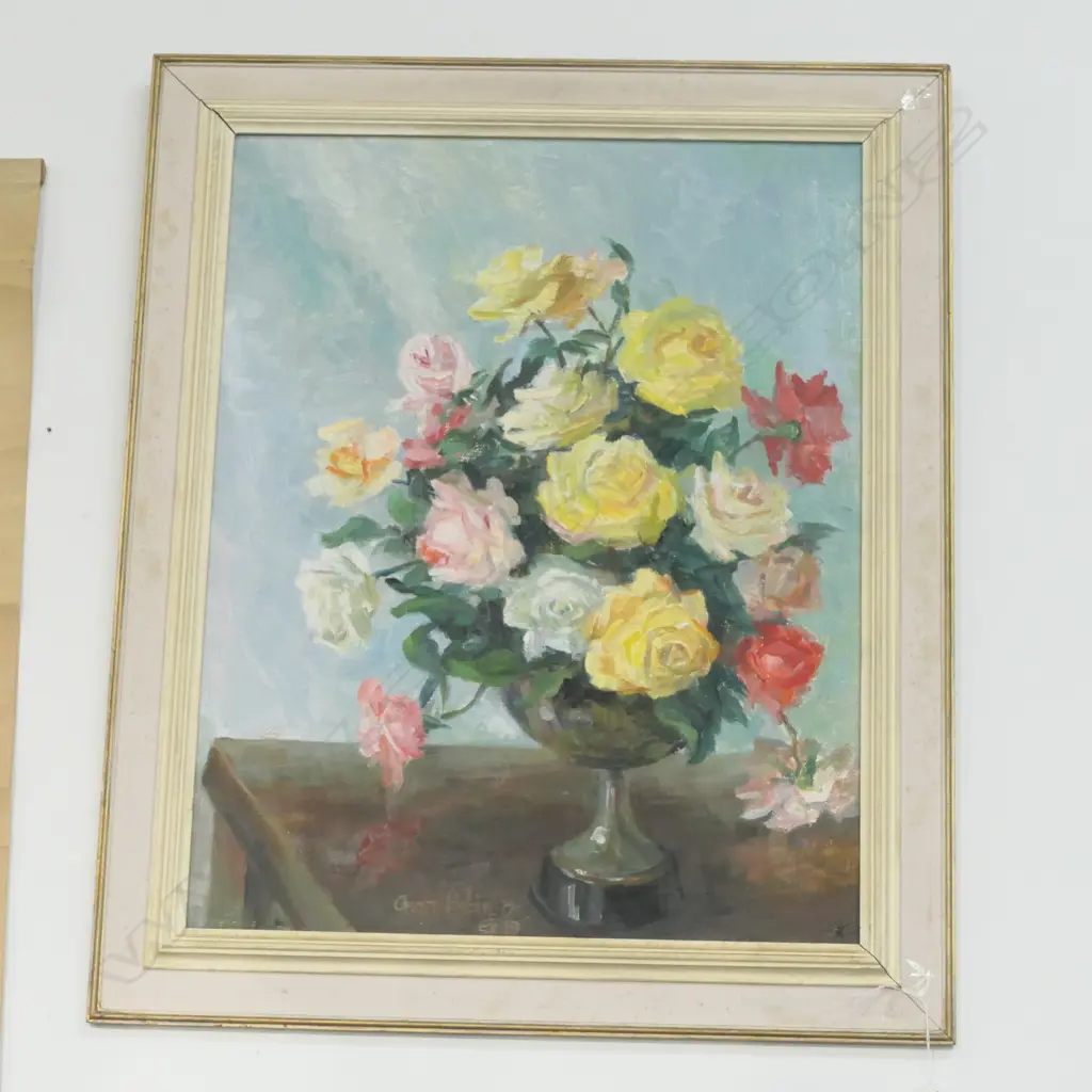 ANNA ROBINSON OIL STILL LIFE ROSES SIGNED Image 1++