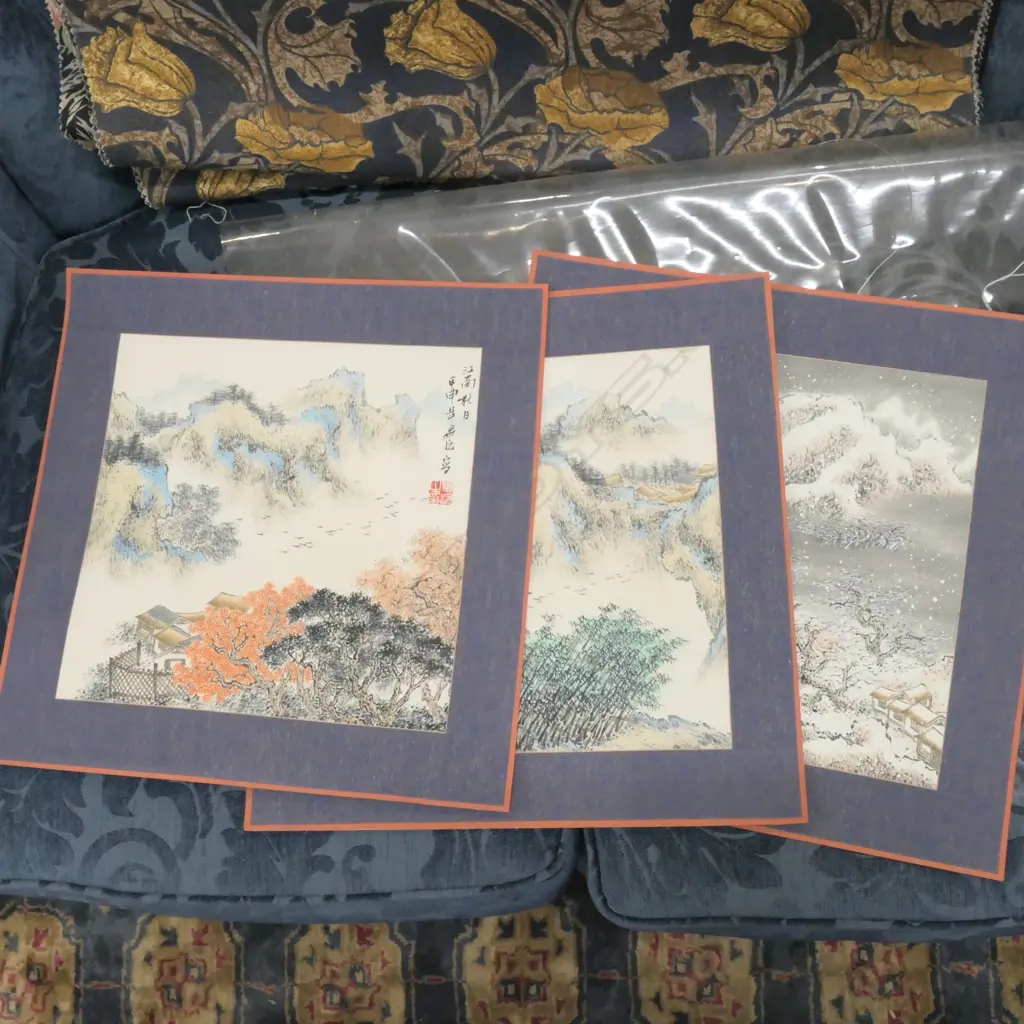 3 CHINESE LANDSCAPE WATER PRINTS SIGNED/SEALED BIUAN Image 1++