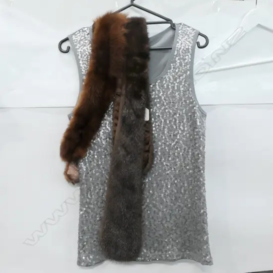 2X FUR COLLARS MINK?;  1X GREY TOP