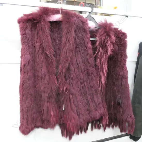 2X BURGUNDY RABBIT KNITTED VEST S/M SIZE