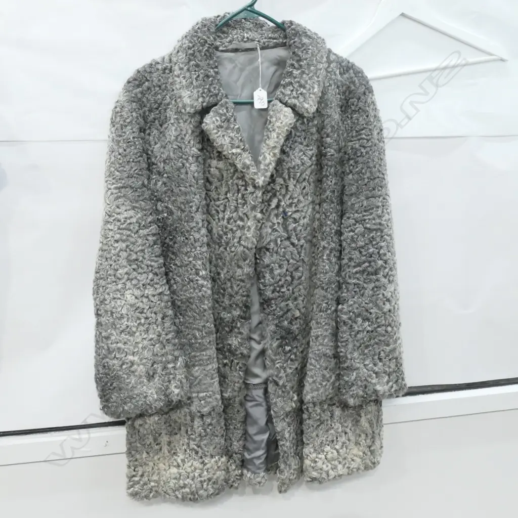 GREY ASTRAKHAN STYLE JACKET, SIZE M/L Image 1++
