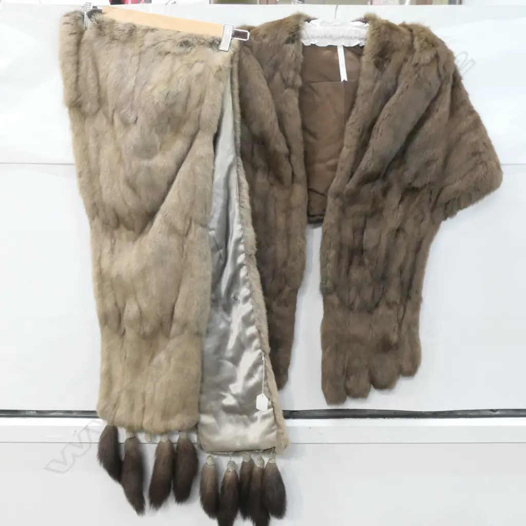 2 VINTAGE FUR STOLES; GREY SQUIRREL + OTHER Image 1++