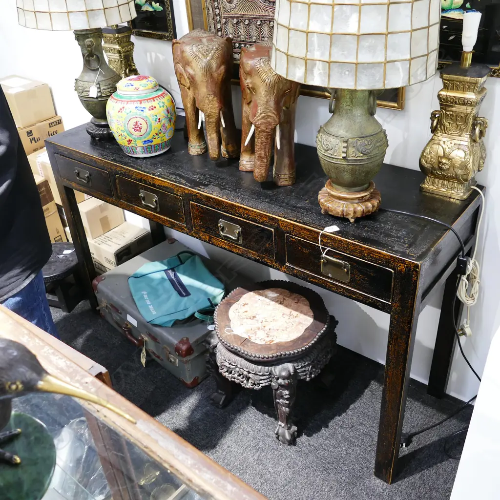 CHINESE 4 DRAWER BLACK SIDEBOARD L 1470 MM Image 1++