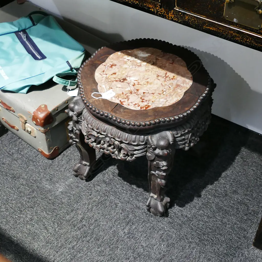 MARBLE INSET OLD ORIENTAL PLANT STAND D 400 MM Image 1++