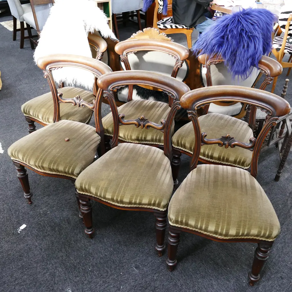 SET 6 VICT MAHOG. UPHOLSTERED CHAIRS Image 1++