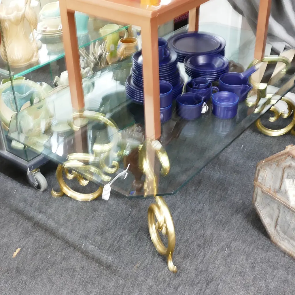 BEVELLED GLASS TOP COFFEE TABLE L 1320 MM Image 1++