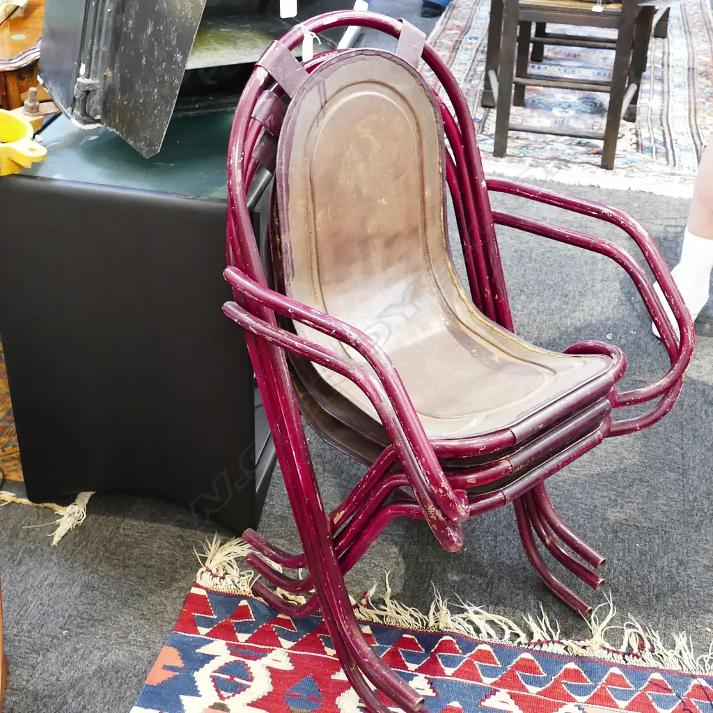 3 SEBEL STAK-A-BYE CHAIRS VINTAGE METAL 820MM H Image 1++