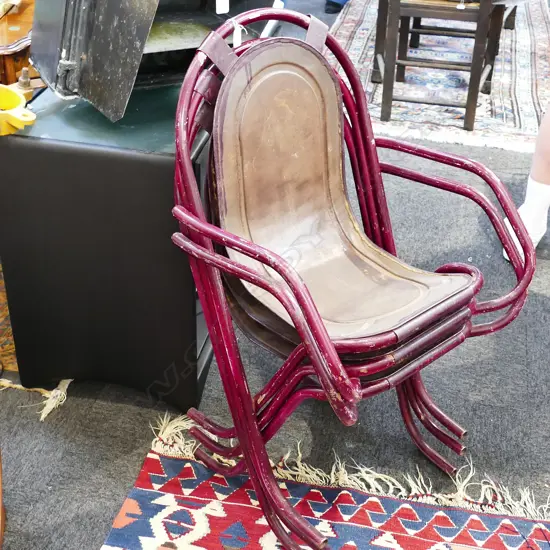 3 SEBEL STAK-A-BYE CHAIRS VINTAGE METAL 820MM H
