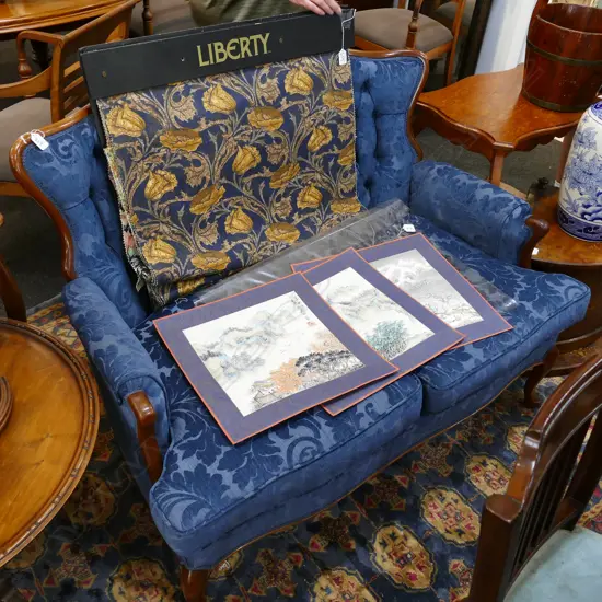 MAHOGANY FRAMED BUTTON BACK SOFA