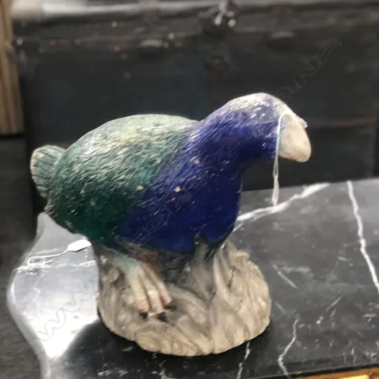 STONE PAINTED GARDEN FIGURE OF A PUKEKO 
