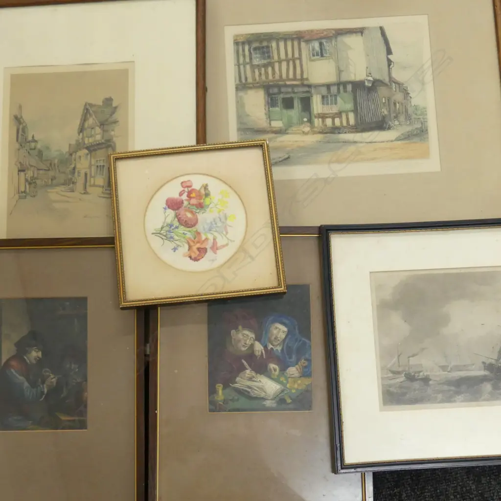 6 ASST FRAMED ETCHINGS ETC Image 1++