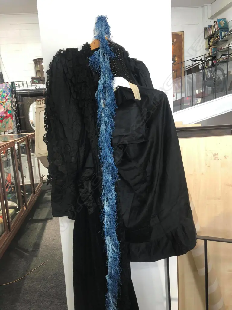 BOX OF VINTAGE CLOTHES INCLUDING A BEADED VICTORIAN COAT Image 1++