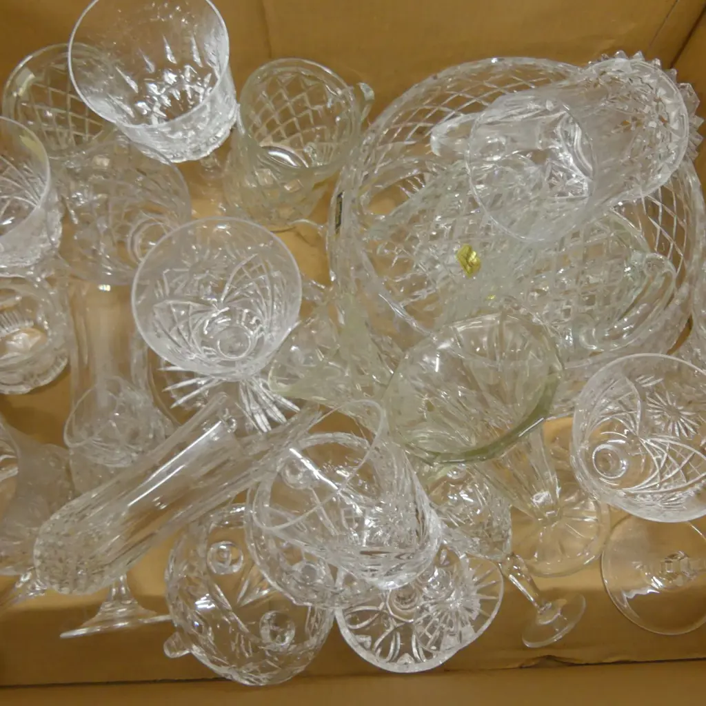 LOT ASST CRYSTAL BOWLS GLASSES ETC Image 1++