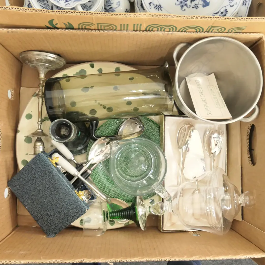 BOX LOT QUALITY EP SETS, CHAMPAGNE BUCKET, PLATTERS, JUGS ETC Image 1++